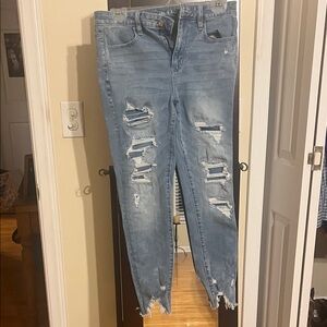American Eagle Outfitters Light Blue Distressed Ankle Jeans